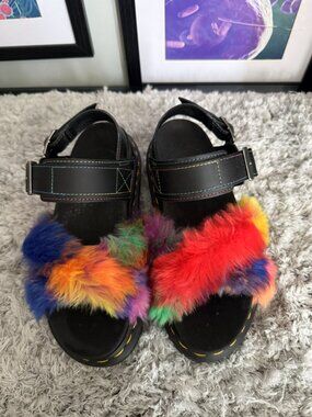 Voss II Fluffy Faux Fur Strap Sandals